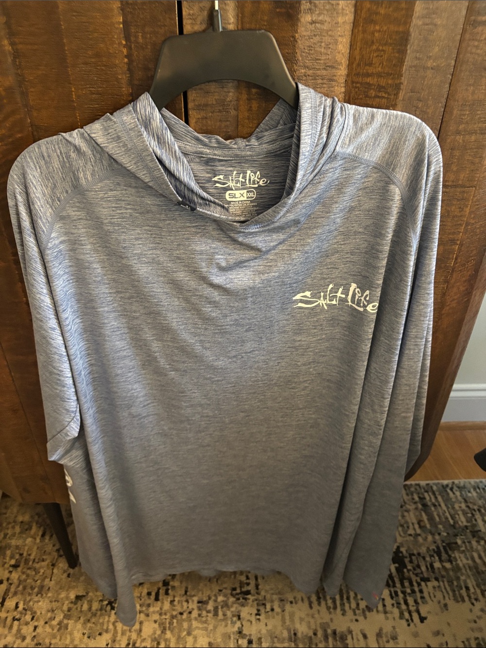 Salt Life Men's Heather Blue Hooded Performance Shirt